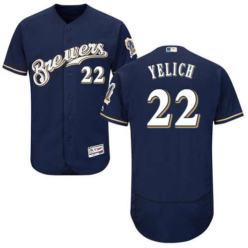 Brewers #22 Christian Yelich Navy Blue Flexbase Authentic Collection Stitched MLB Jersey